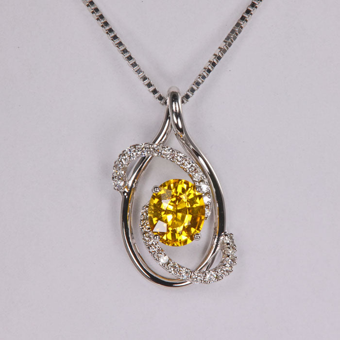 Yellow Sapphire Heart Necklace | Sapphire Jewelry NYC | Heart Jewelry NYC