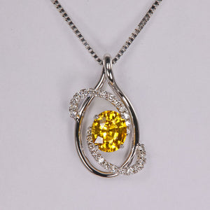 14K White Gold Yellow Sapphire Pendant