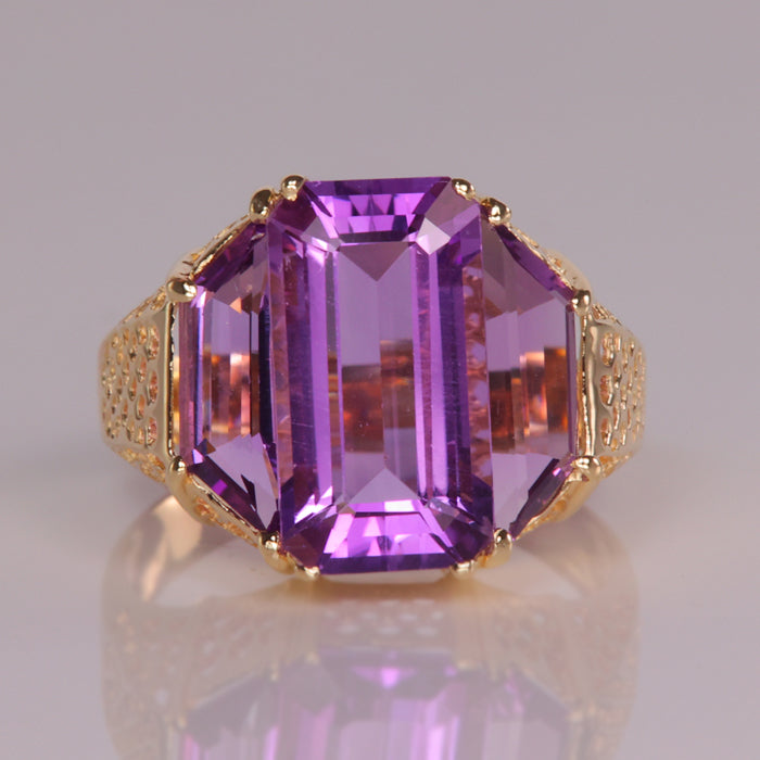purple color amethyst gemstone statement ring estate piece