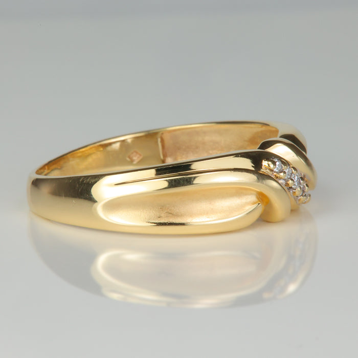 yellow gold ring with diamond accent