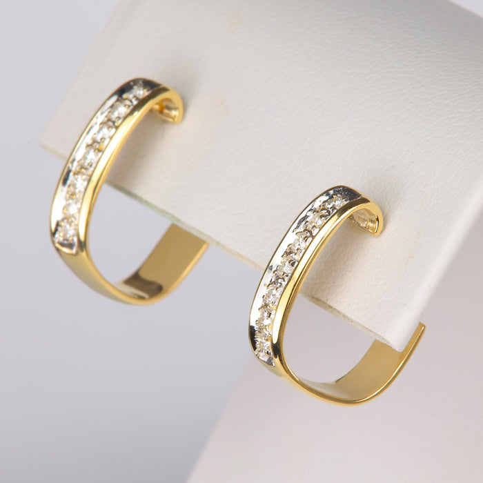 estate yellow gold diamond earrings