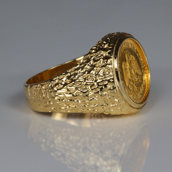 14K/22K Yellow Gold 1945 Dos Pesos Coin Ring - Moriartys Gem Art