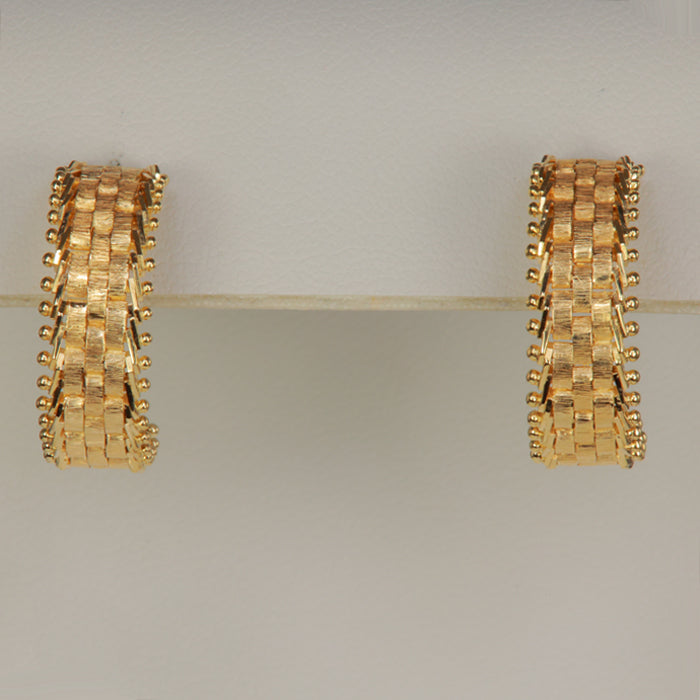 estate earrings hoop style basketweave detail