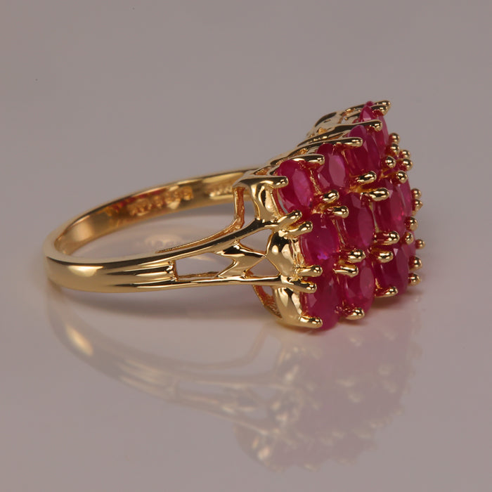ruby cocktail ring in yellow gold