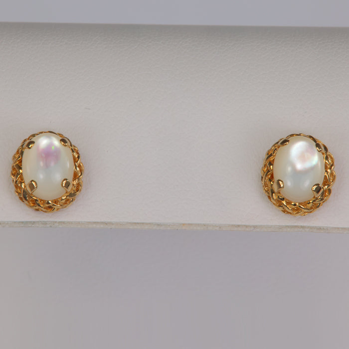 mother of pearl yellow gold earrings