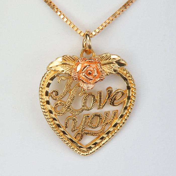 estate gold heart in yellow and rose gold