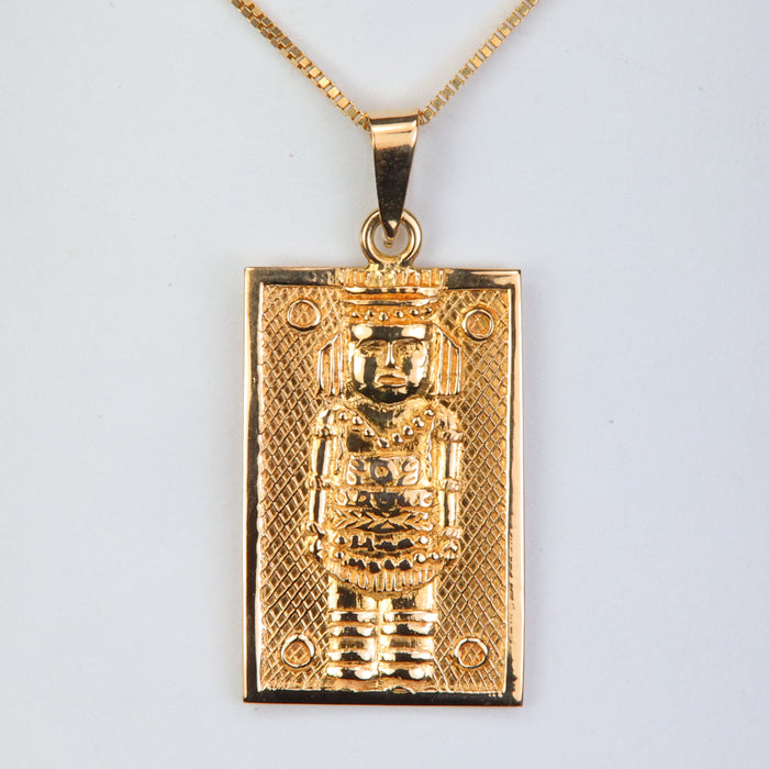 estate piece yellow gold aztec figure on pendant