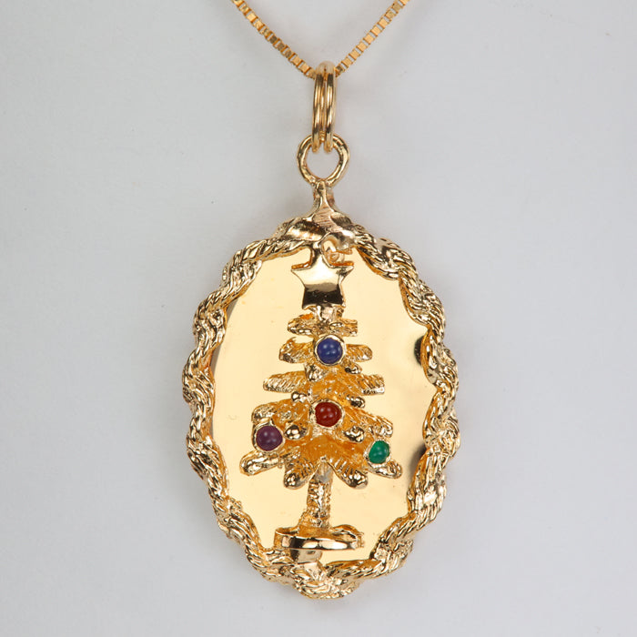 christmas tree pendant with colored accents