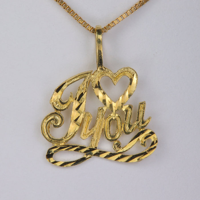 estate pendant in yellow gold I love you 