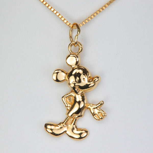 ミッキーマウス 14K ゴールド チャーム 14K Yellow Gold Mickey Mouse Pendant/Charm - Moriartys Gem Art