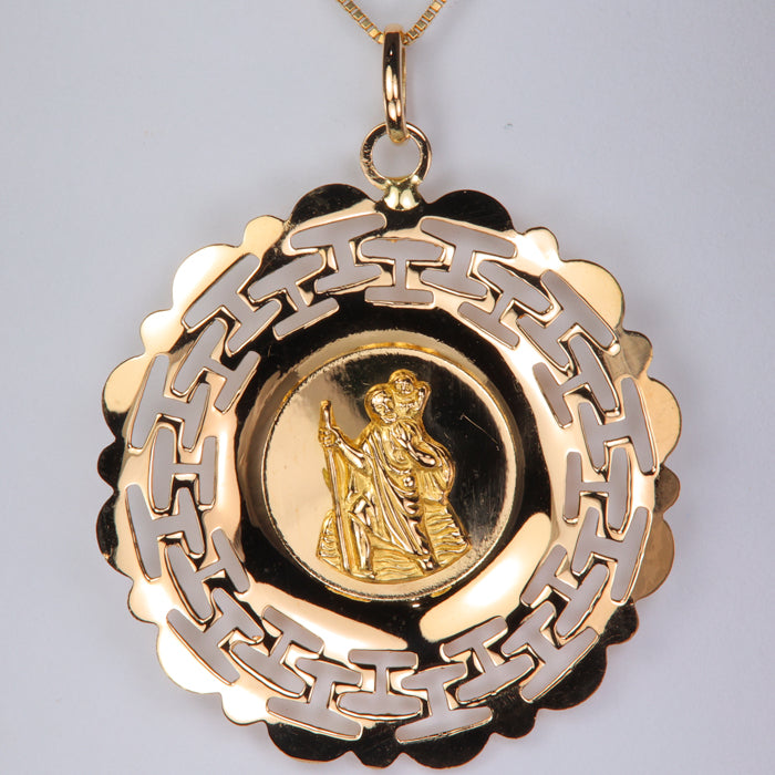 estate yellow gold saint Christopher pendant 
