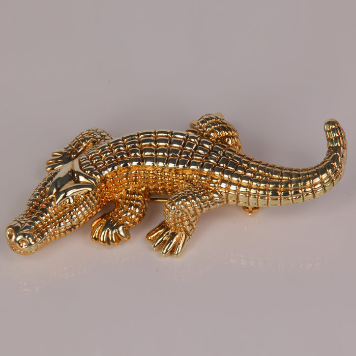 Alligator Pin 14K Yellow Gold Alligator Pin - Moriartys Gem Art