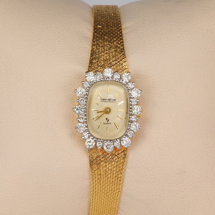 estate watch in yellow gold with diamonds Geneve brand