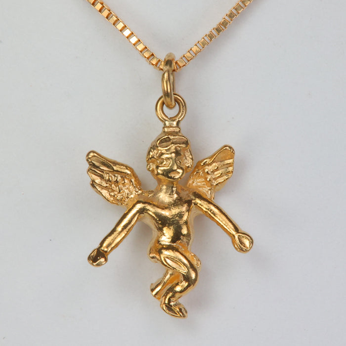 estate yellow gold angel pendant charm