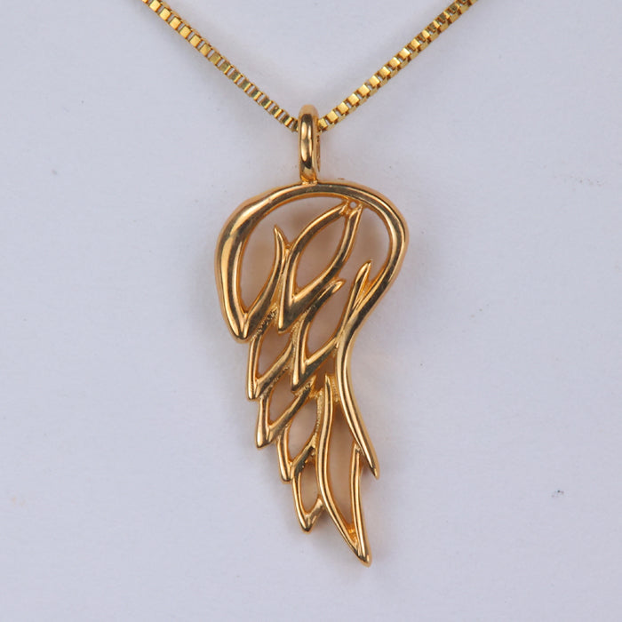 yellow gold angel wing necklace