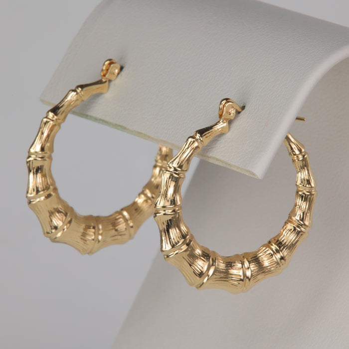 bamboo design gold vintage hoop earrings 