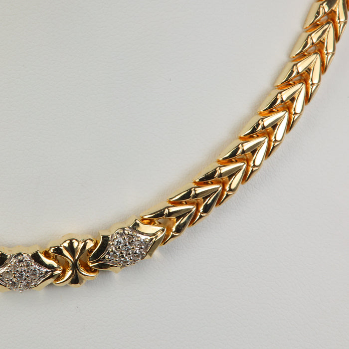 diamond accented gold chevron necklace