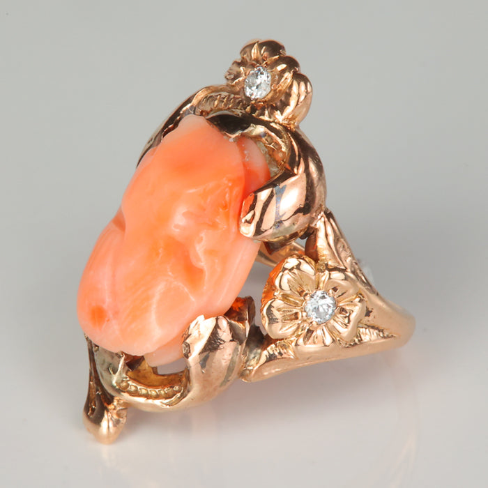 cameo estate ring with diamonds