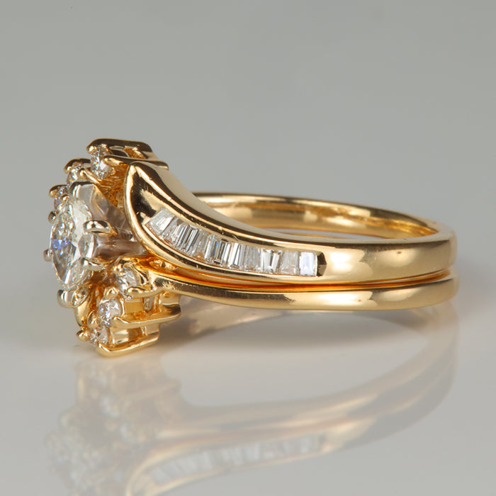 yellow gold and diamond wedding set