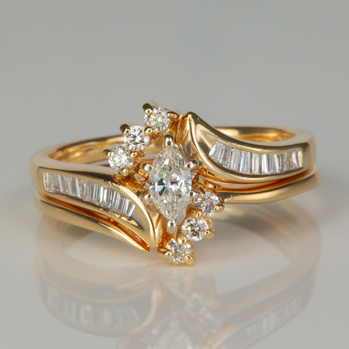 estate wedding ring set with diamonds