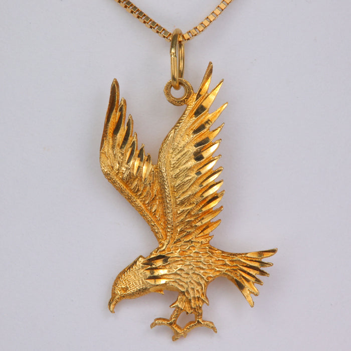 estate pendant yellow gold diamond cut eagle