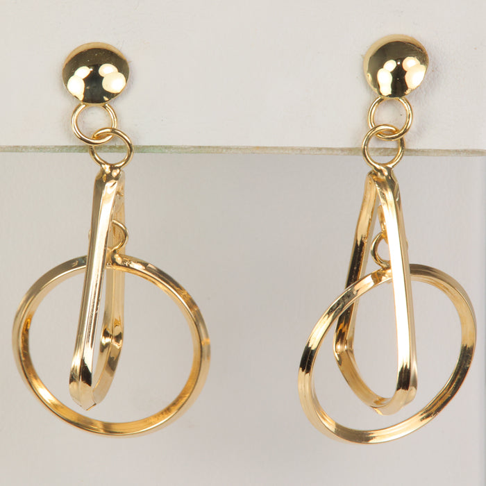 gold intertwined geometric earrings