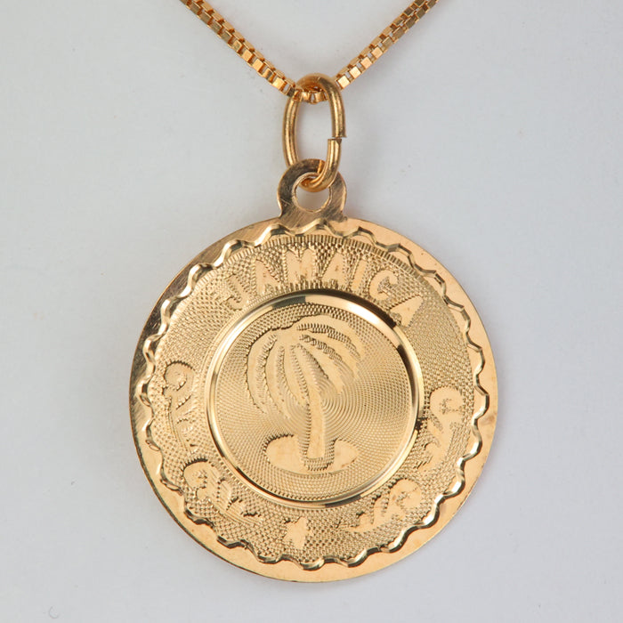 estate gold pendant Jamaica and palm tree