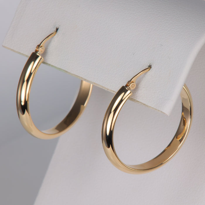 estate gold hoop earrings in yellow gold