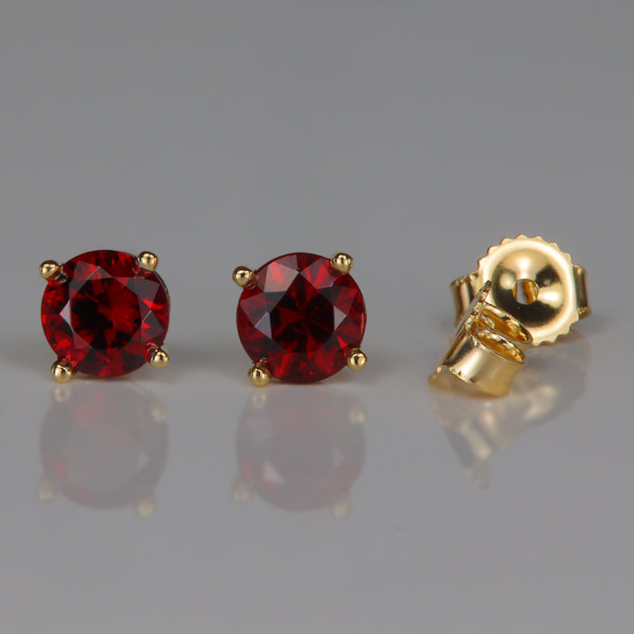 chrome pyrope garnet yellow gold stud earrings