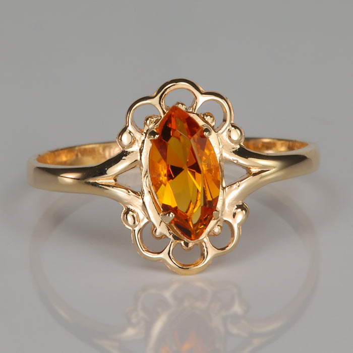 yellow gold yellow orange marquise cut glass ring