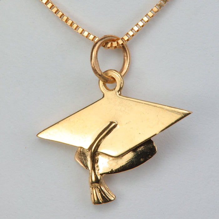 estate yellow gold graduation cap pendant charm
