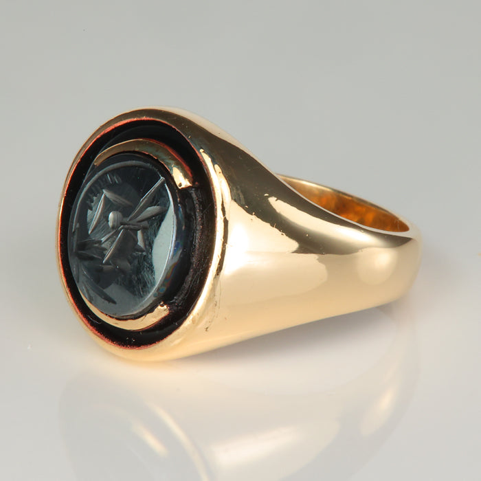 estate yellow gold hematite ring