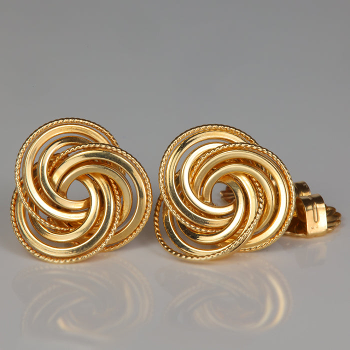 estate yellow gold knot earrings