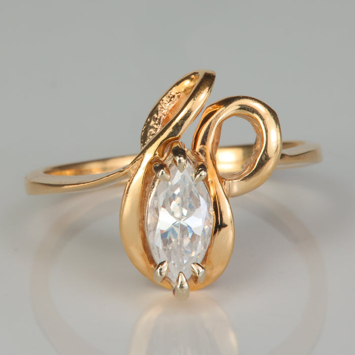 yellow gold marquise cut cubic zirconia ring