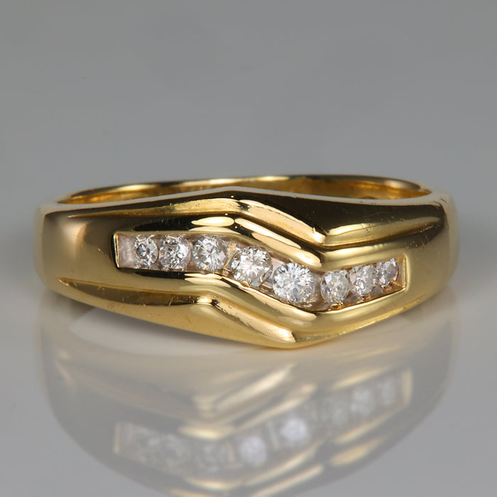 estate yellow gold and diamond mens ring