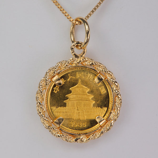 14K Yellow Gold 1/20 Ounce Panda Coin Pendant - Moriartys Gem Art