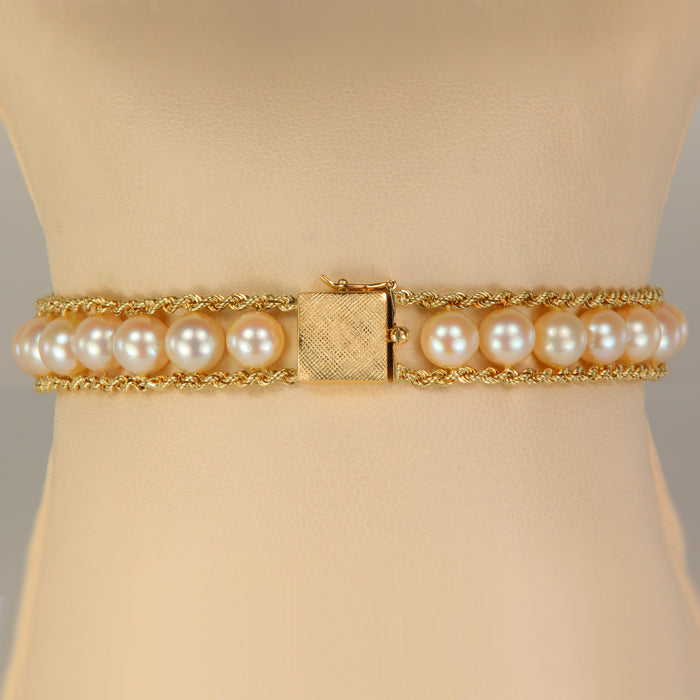 yellow gold and pearl bracelet