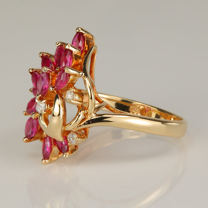 gold estate ring with ruby and diamond