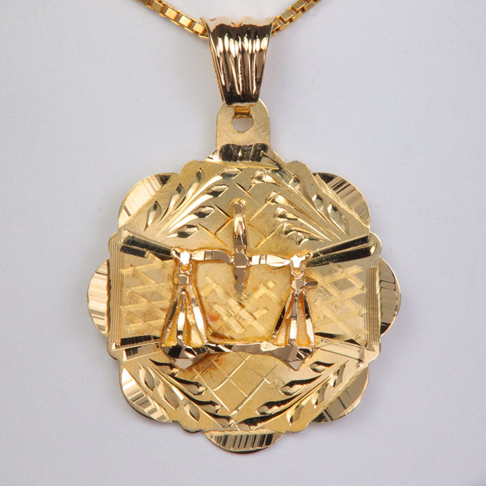 14K Yellow Gold Scales of Justice Pendant - Moriartys Gem Art