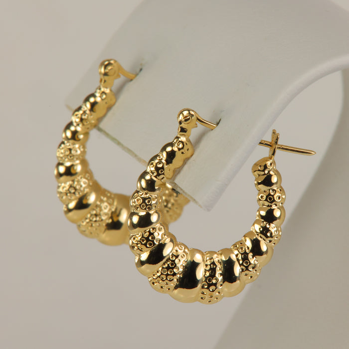 yellow gold puffy hoop earrings 