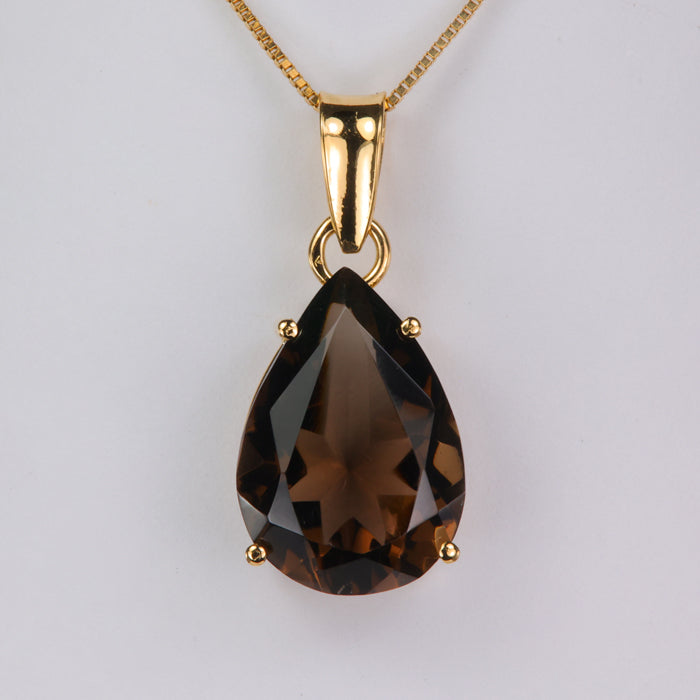 estate gemstone pendant with smoky quartz and yellow gold