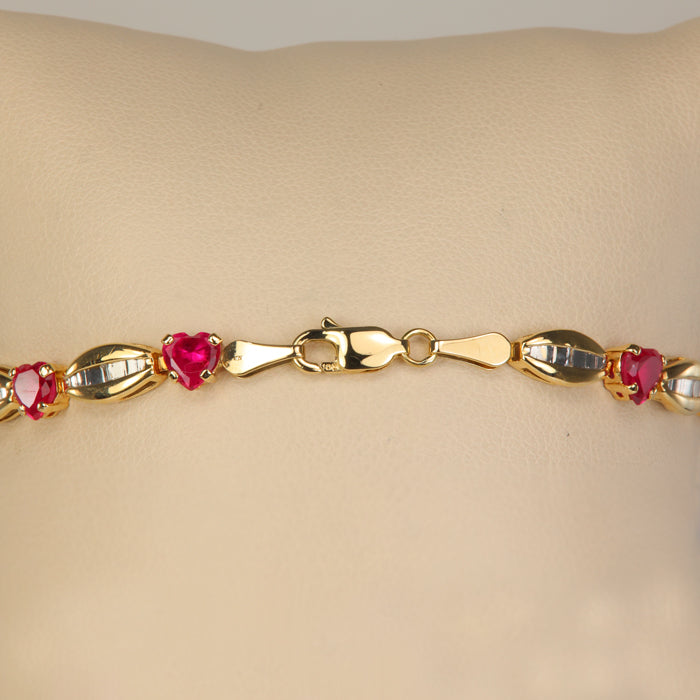 lobster clasp on diamond and synthetic ruby bracelet