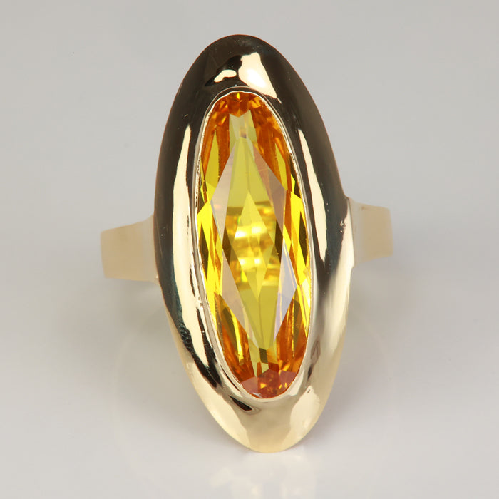 yellow gold synthetic yellow sapphire gem ring 