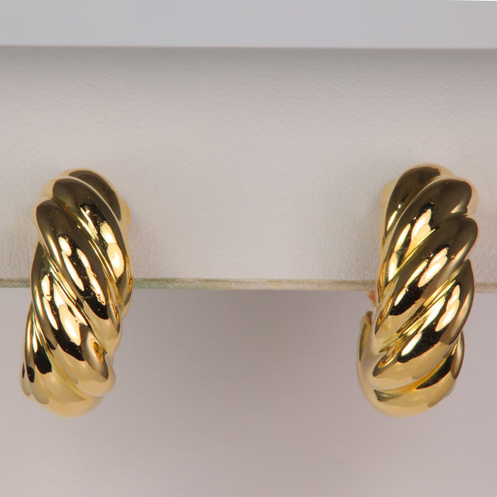 estate hoop earrings in yellow twist style