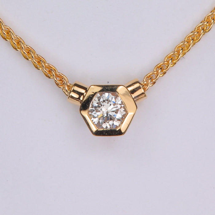 14K Yellow Gold Wheat Chain Diamond Necklace .33cts