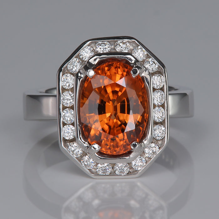 imperial zircon peach color white gold ring