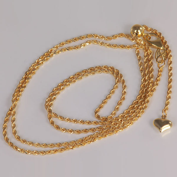 14K Yellow Gold Adjustable Rope Chain 24