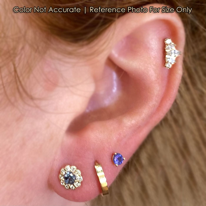 size of alexandrite studs on an ear