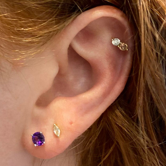 white gold amethyst stud earrings