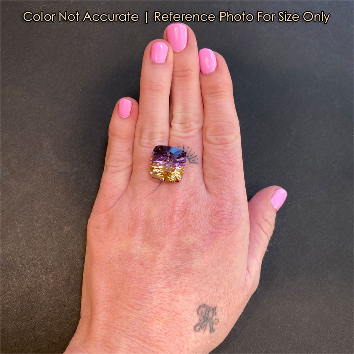 bicolor ametrine gem size to hand